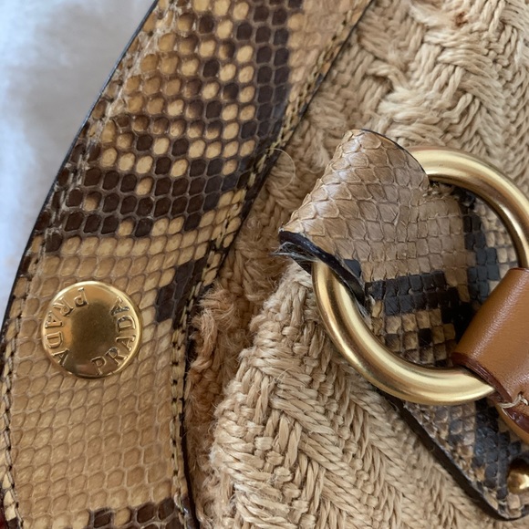 Prada raffia snakeskin satchel tote - Picture 3 of 6